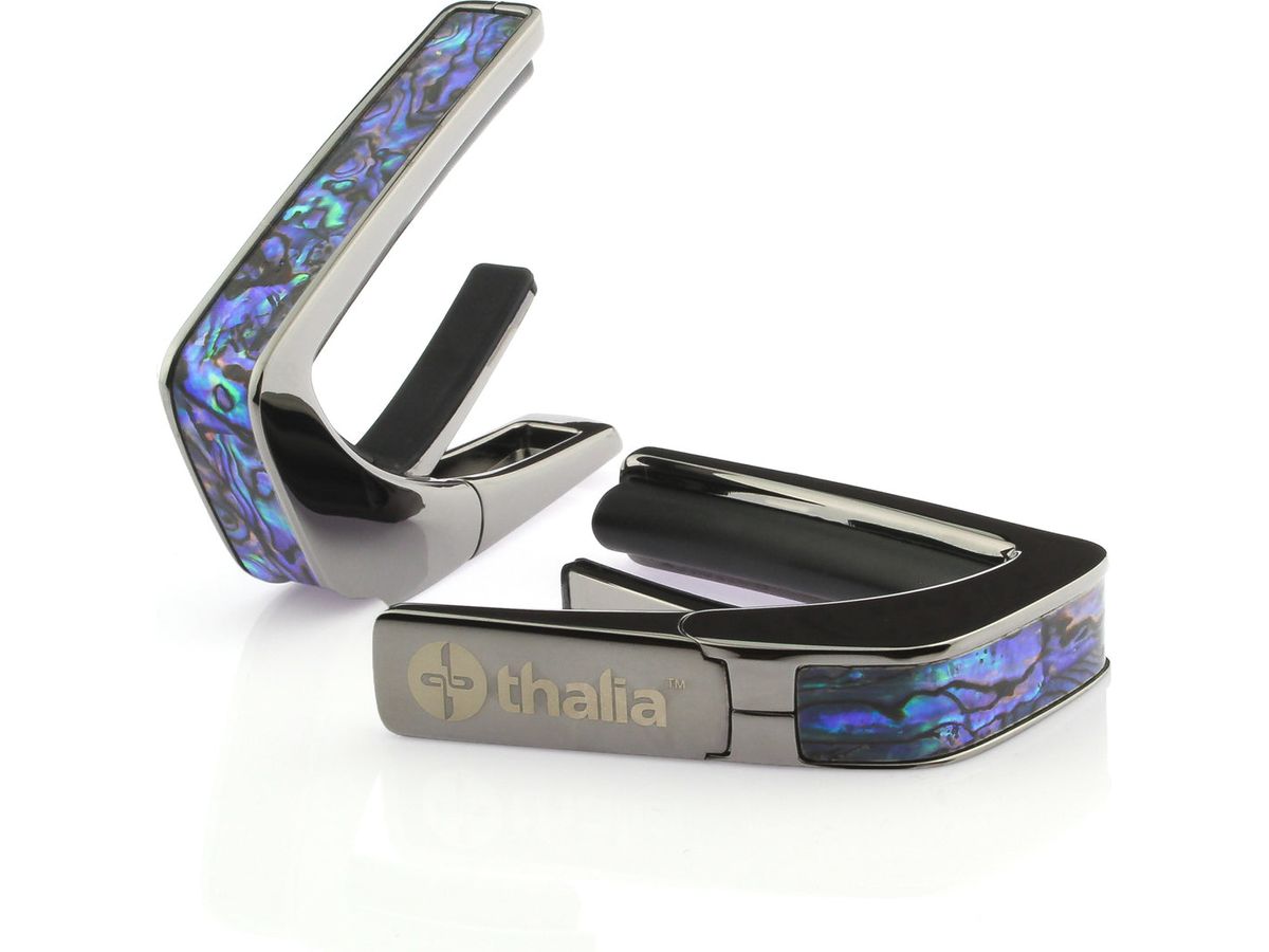 Thalia Exotic Series Shell Collection Capo ~ Black Chrome with Blue Abalone Inlay