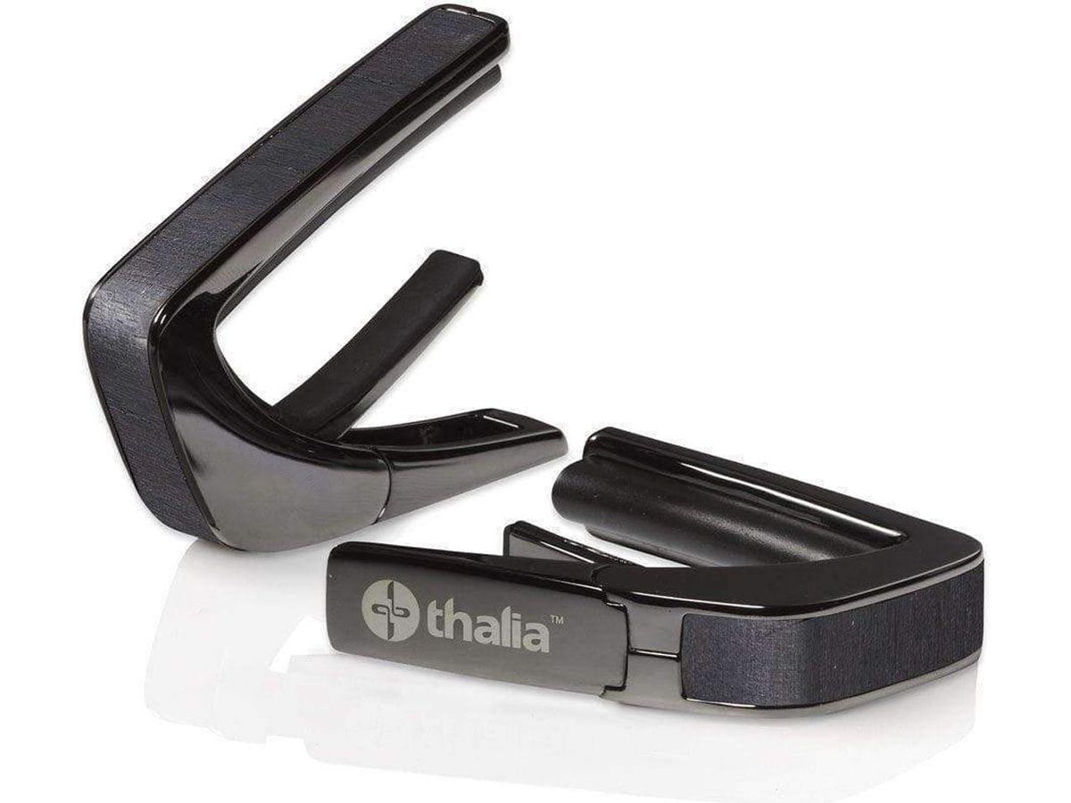 Thalia Exotic Series Shell Collection Capo ~ Black Chrome with Ebony Inked Inlay