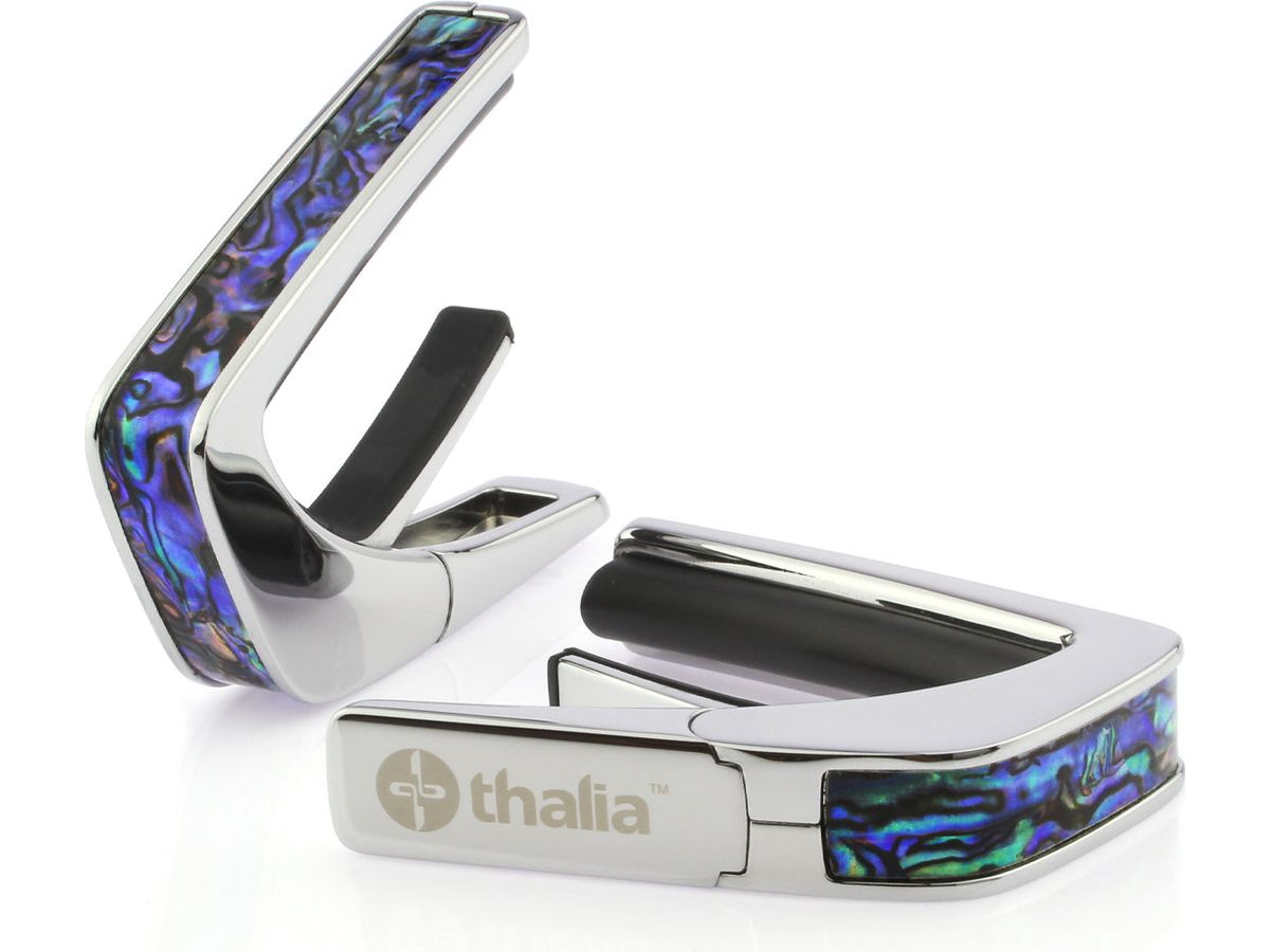 Thalia Exotic Series Shell Collection Capo ~ Chrome with Blue Abalone Inlay