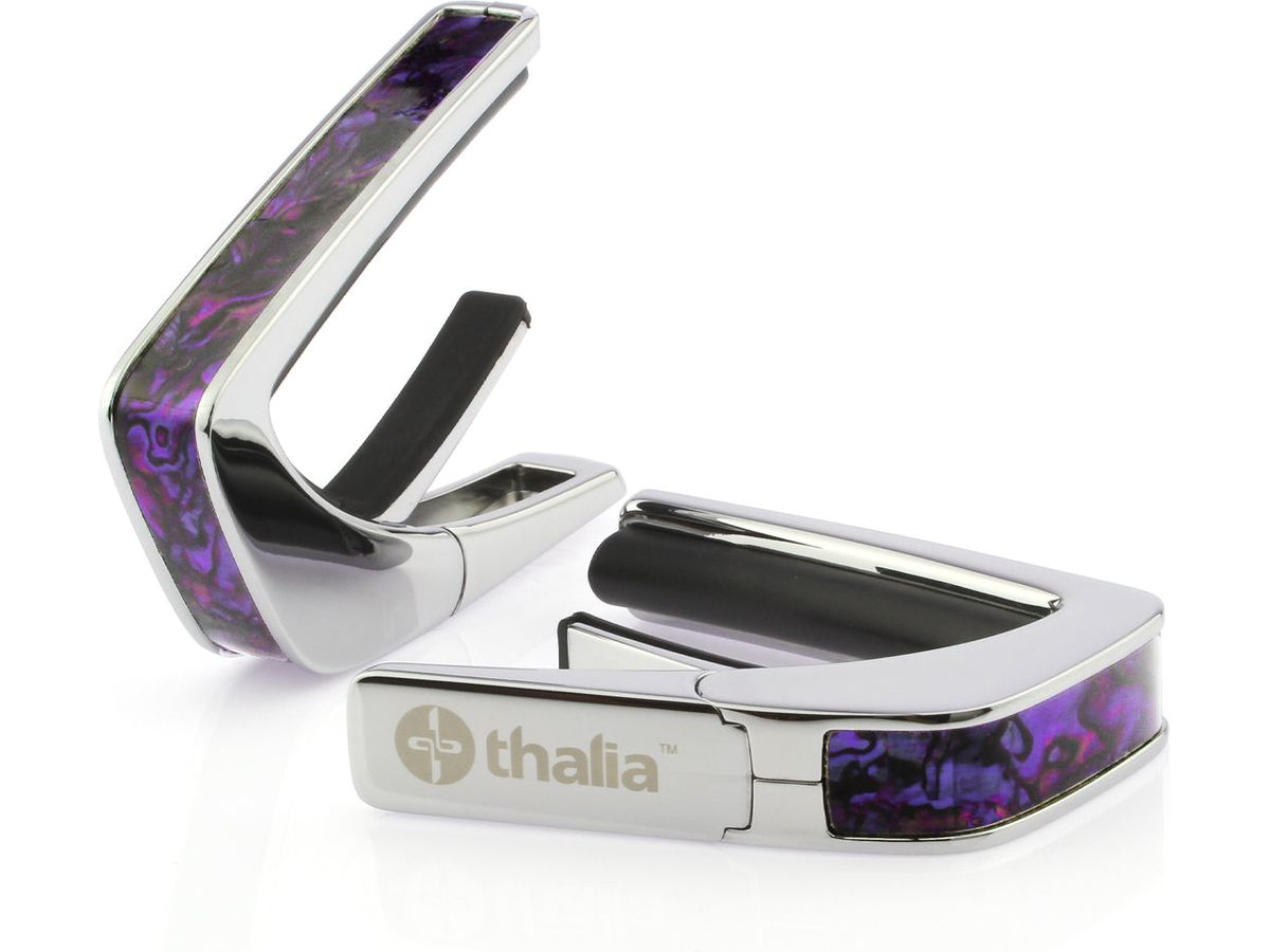 Thalia Exotic Series Shell Collection Capo ~ Chrome with Purple Paua Inlay
