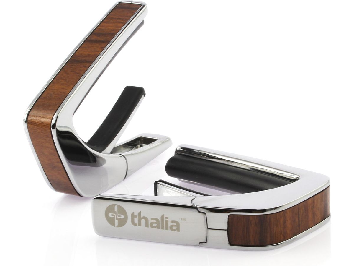 Thalia Exotic Series Wood Collection Capo ~ Chrome with Santos Rosewood Inlay