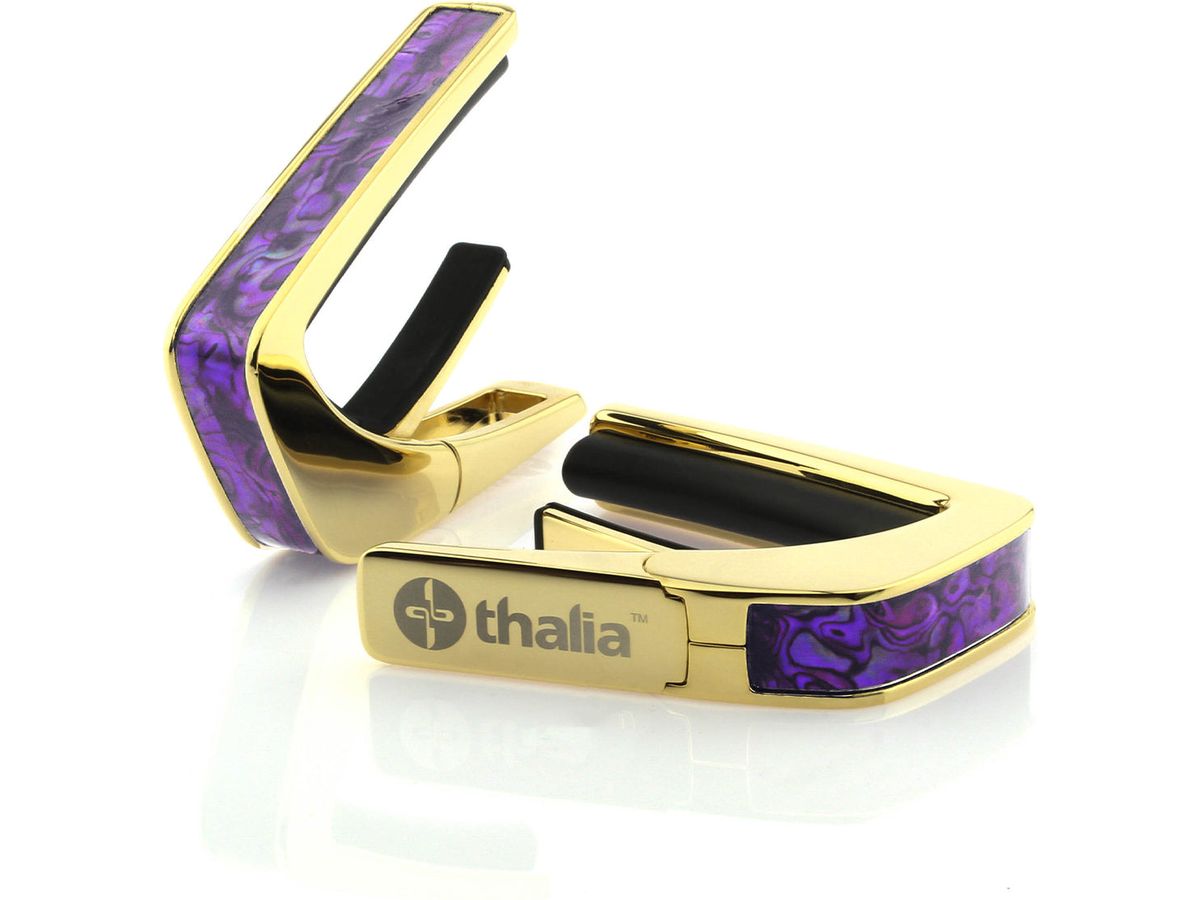 Thalia Exotic Series Shell Collection Capo ~ Gold with Purple Paua Inlay