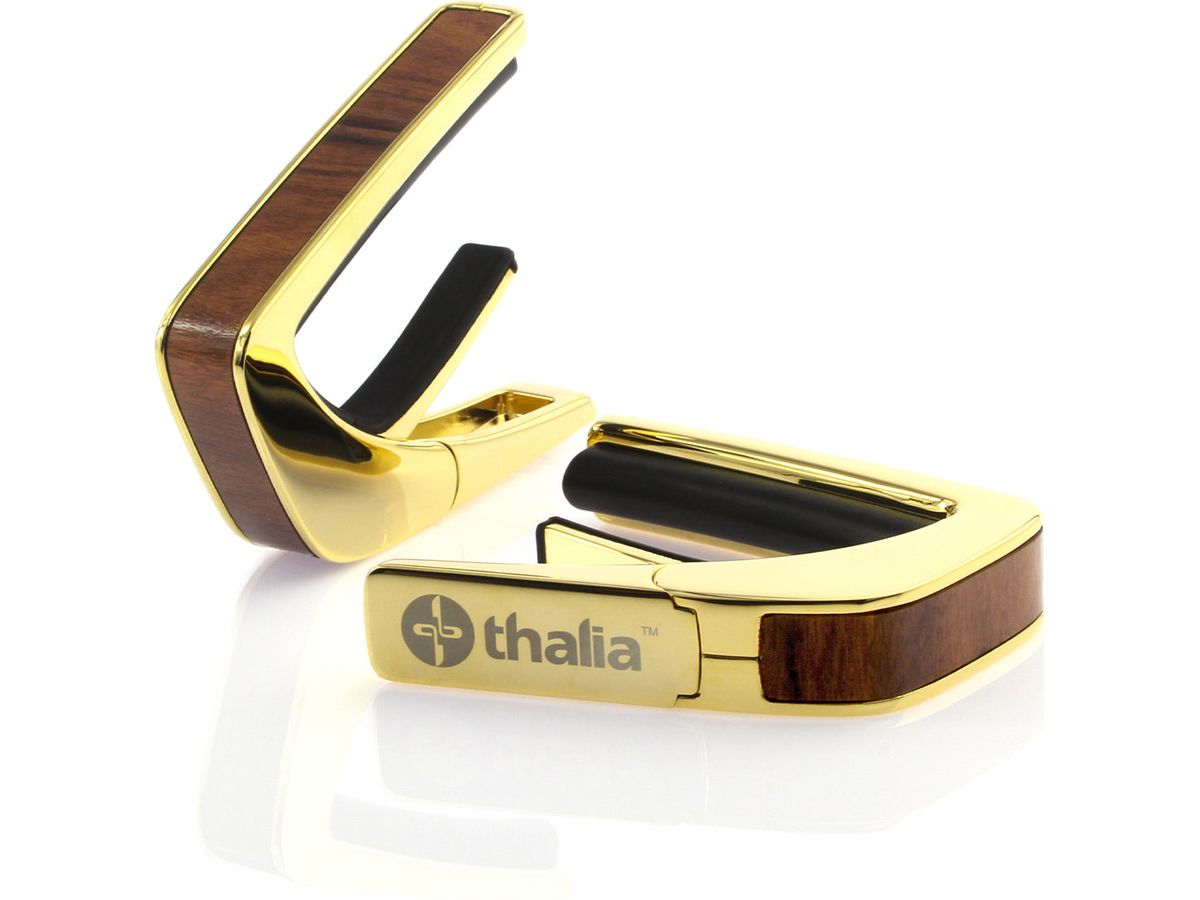 Thalia Exotic Series Wood Collection Capo ~ Gold with Santos Rosewood Inlay
