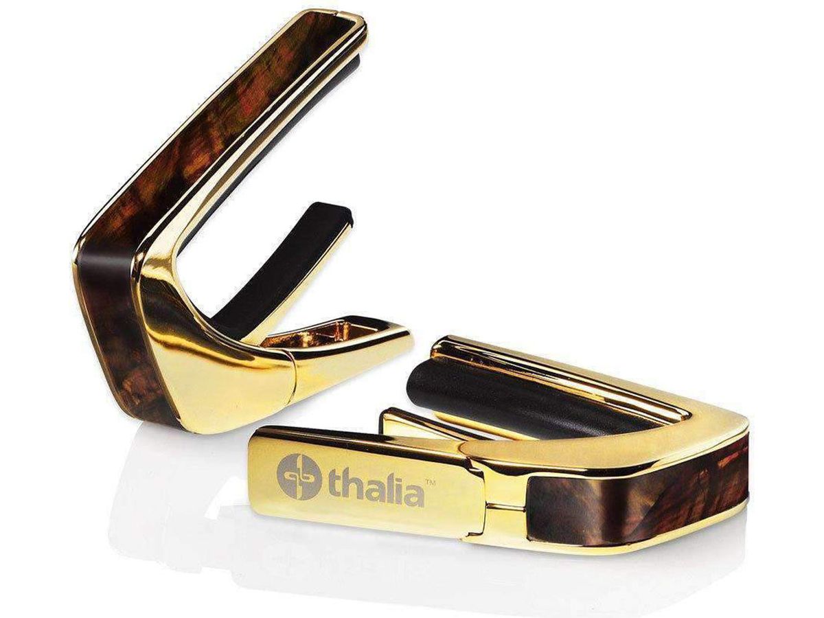 Thalia Exotic Series Shell Collection Capo ~ Gold with Tennessee Whisky Wing Inlay