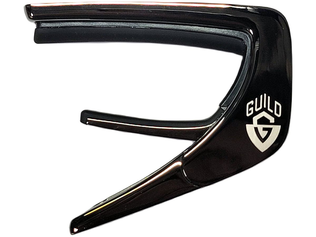 Guild® by Thalia Black Chrome Capo ~ Ebony Inked on Black Ripple with G Shield Inlay