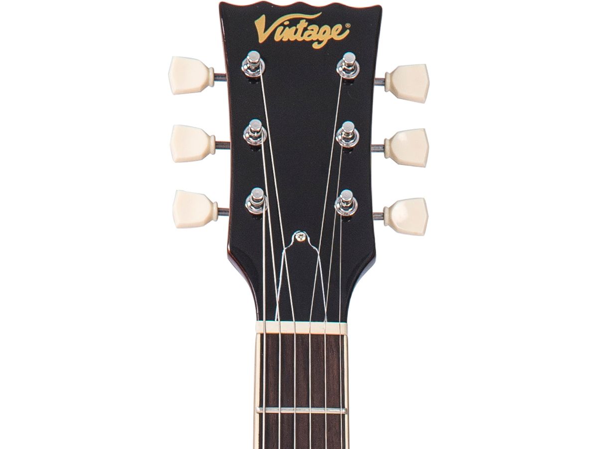 Vintage V100 ReIssued Electric Guitar w/Bigsby ~ Flamed Amber