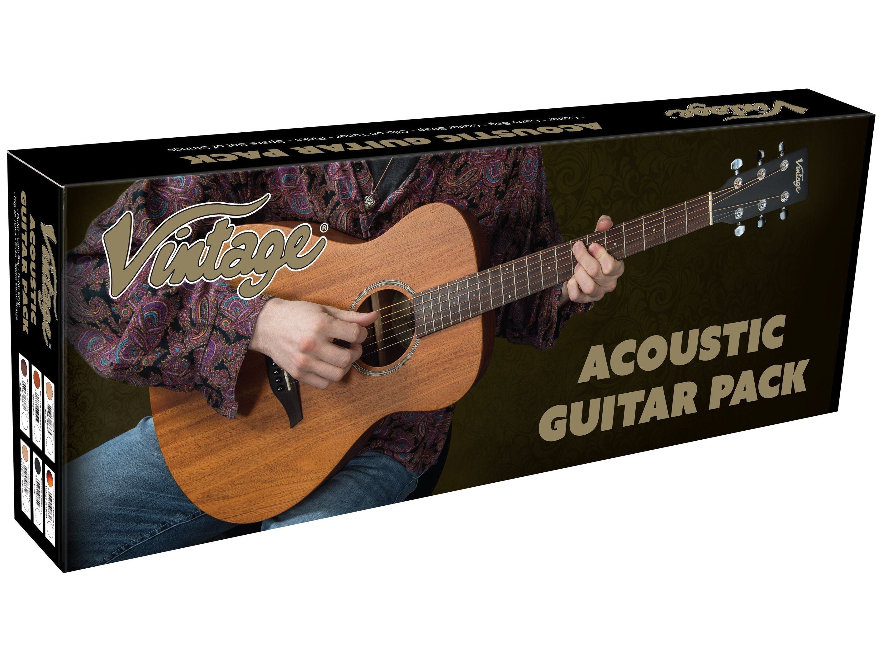 Vintage V300 Acoustic Folk Guitar Outfit ~ Mahogany