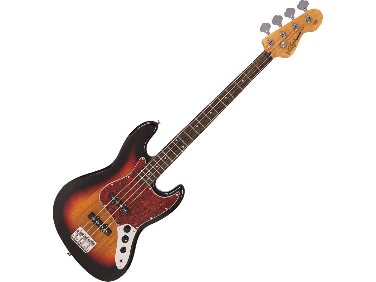 Vintage V49 Coaster Series Bass Guitar ~ 3 Tone Sunburst