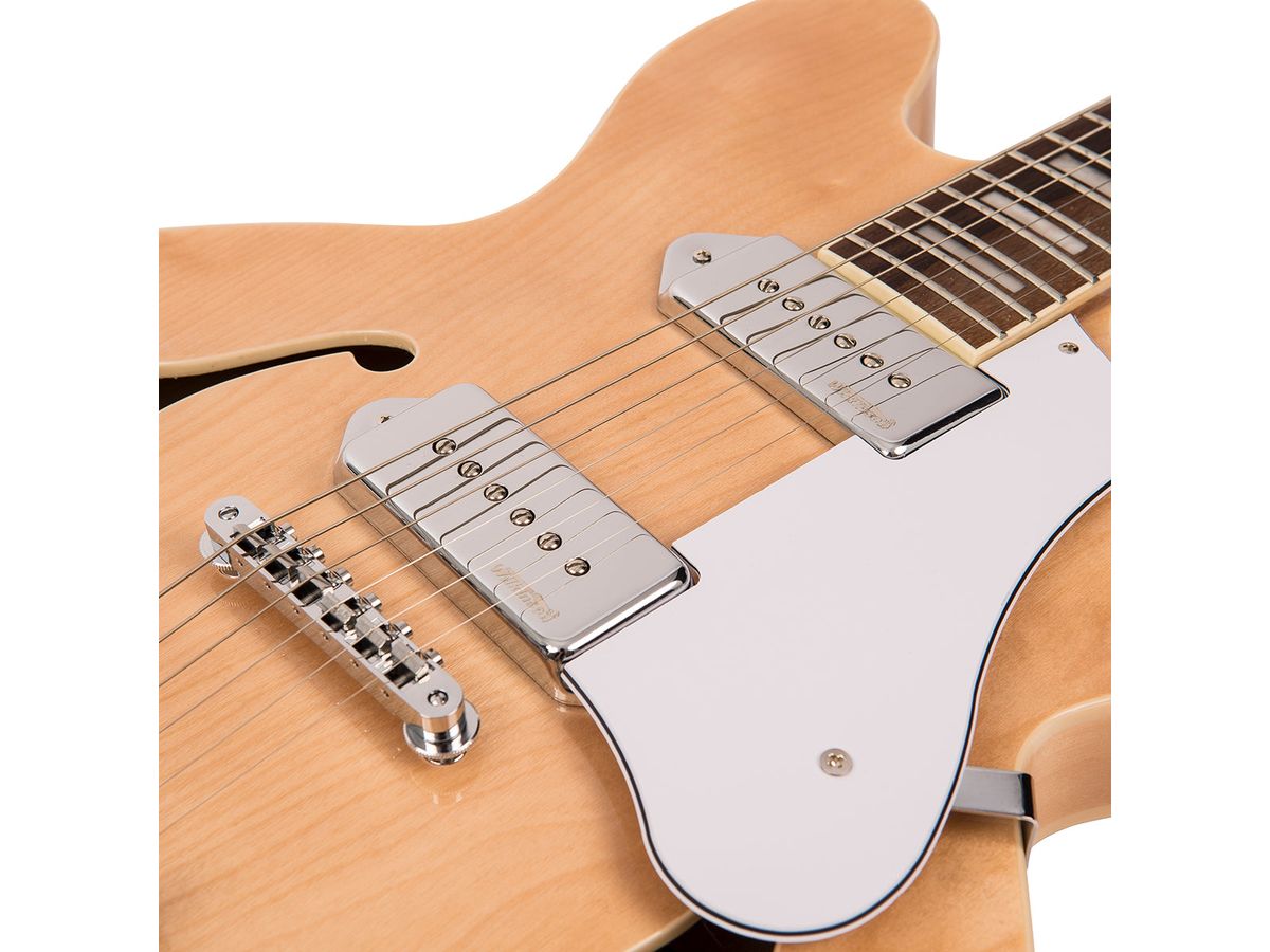 Vintage VSA500P ReIssued Semi Acoustic Guitar ~ Natural Maple