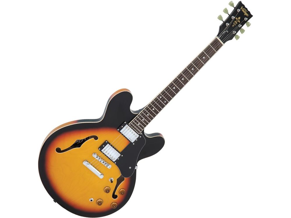 Vintage VSA500 ReIssued Semi Acoustic Guitar ~ Sunburst
