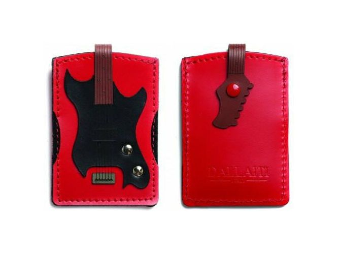 Electric Guitar Leather Credit Card Case Made in Italy