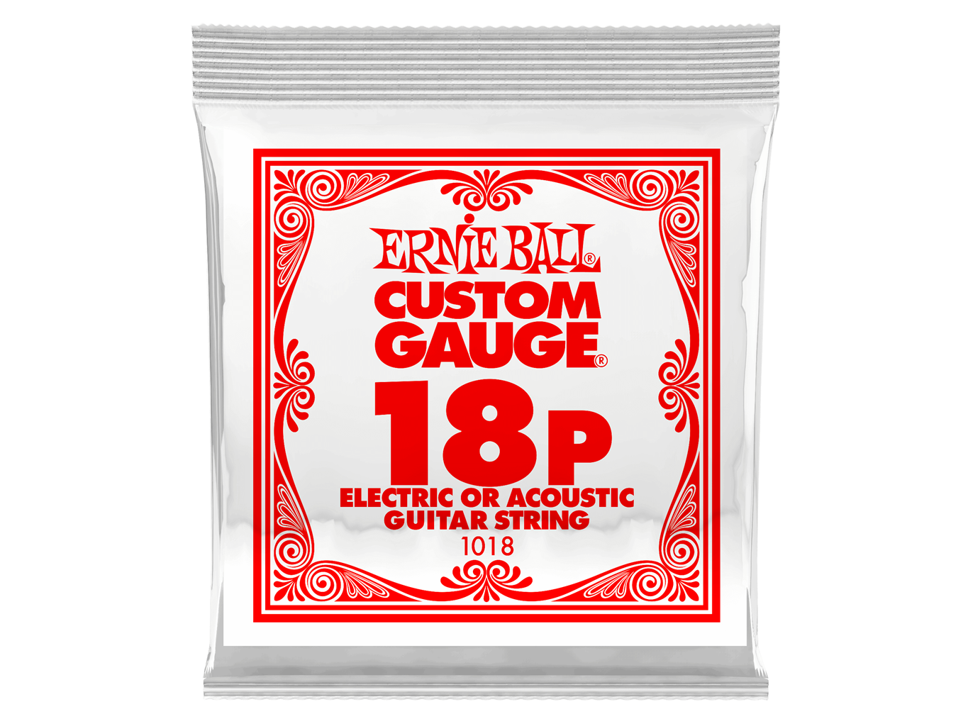 Ernie Ball Single Plain Steel Electric/Acoustic Guitar String 0.18