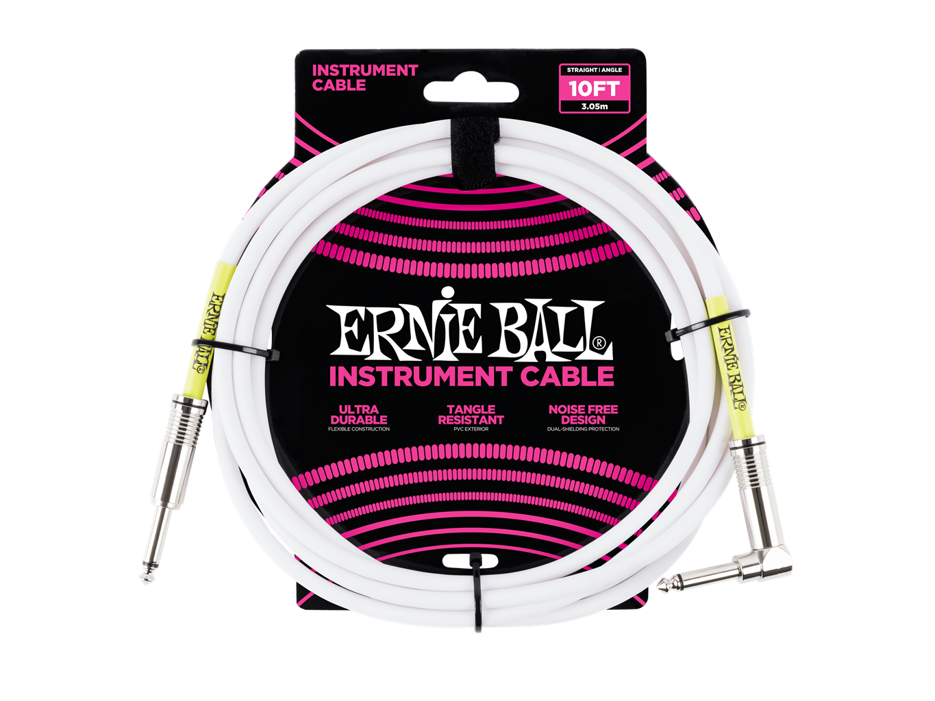 Ernie Ball 10ft Straight/Angled White Cable