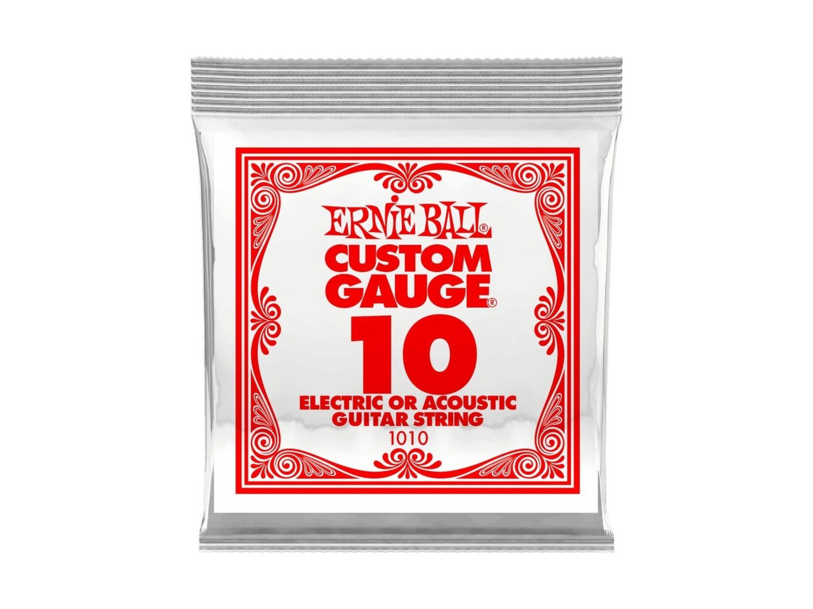 Ernie Ball Single Plain Steel Electric/Acoustic Guitar String 0.10